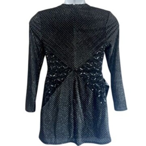BCBGMAXAZRIA Black Long Sleeve Ciana Sparkle Evening Mini Dress Size 8 NWT - Picture 5 of 15